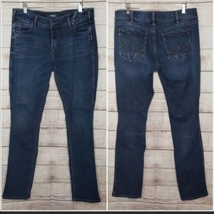 Silver Jeans women's elyse straight dark wash mid rise jeans size 34